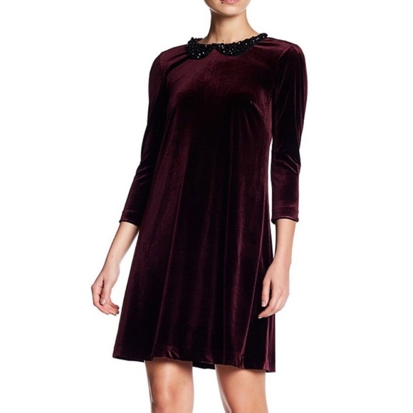 VTG BETSEY JOHNSON Velvet Embellished Peter Pan Collar Dress Size 6 - Picture 4 of 15